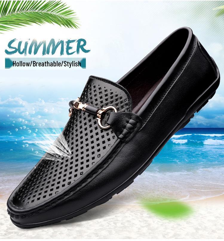 Herren weiße echte Leder Sommer Loafer - Atmungsaktiv & Bequem Freizeitschuhe.