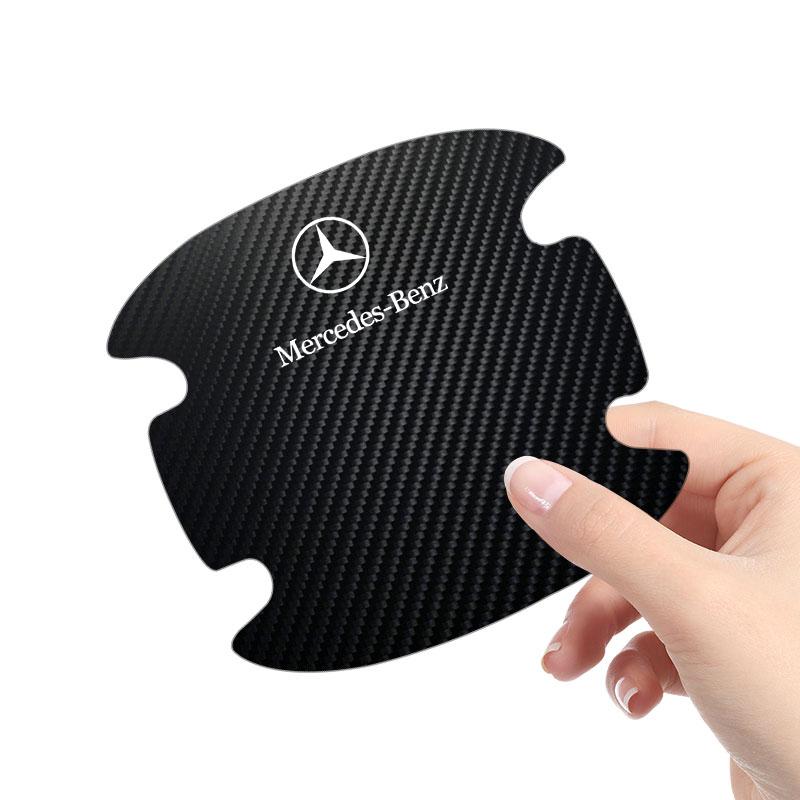 4Pcs Carbon Fiber Car Door Handle Protection Emblem Sticker For Mercedes Benz AMG W212 W205 W246 W177 W176 W213 GLC GLE GLS ML Welcome Laser