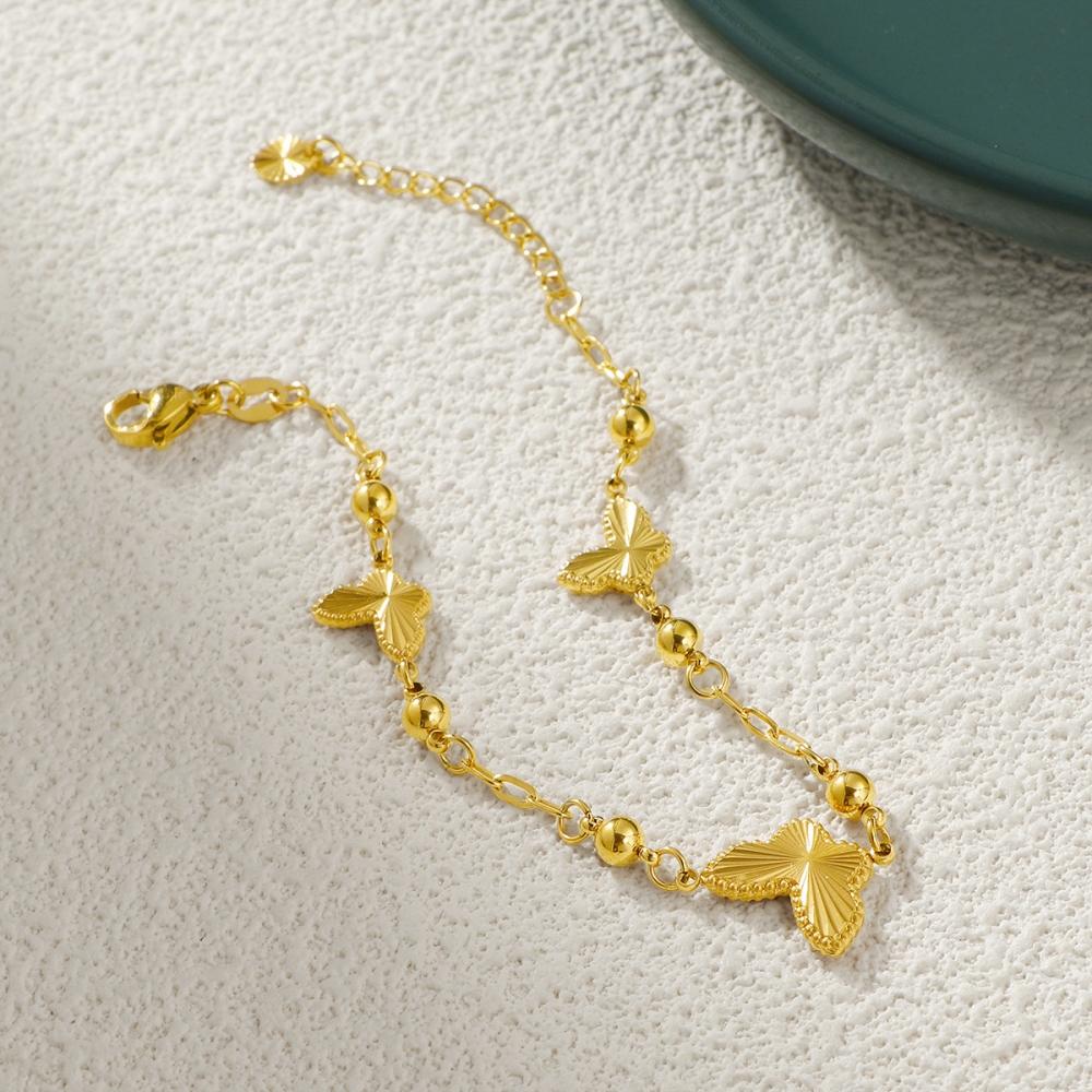 Yellow Gold Color Butterfly Link Chain Bracelets for Women Pulsera Femme Wristband New Fashion Jewelry Accessories Party Gifts