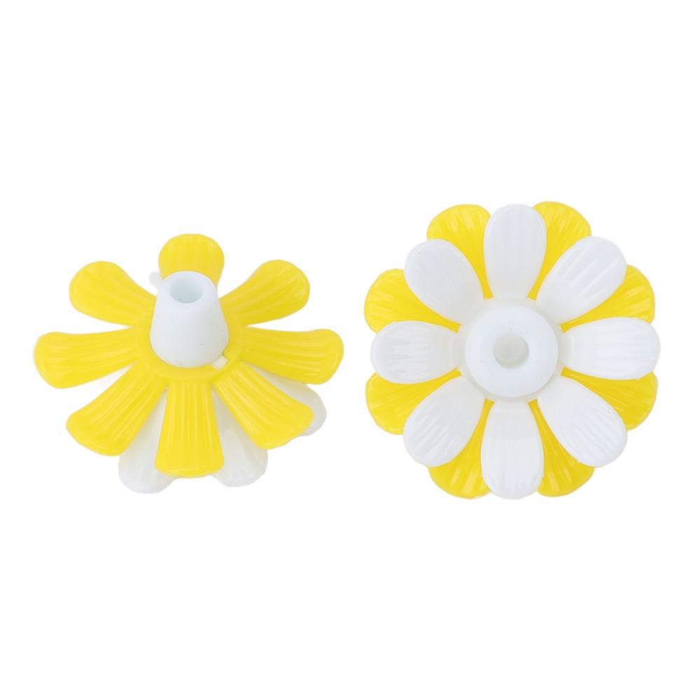 30sets Yellow + White Bird Feeder Replacement Parts Plastic Feeding Ports Flowers  Hanging Feeder