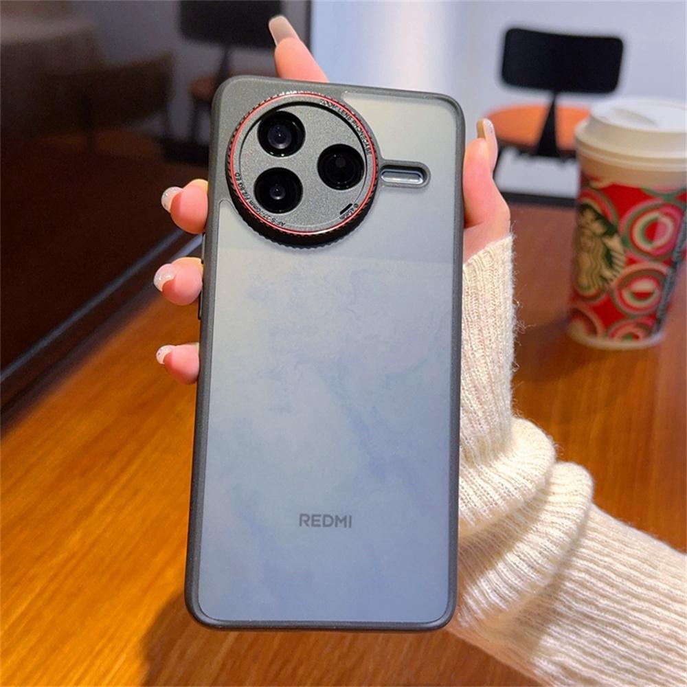 For Xiaomi Redmi K80 5G/Poco F7 Pro 5G Case Red Lens Ring Shockproof TPU+PC Translucent Phone Cover