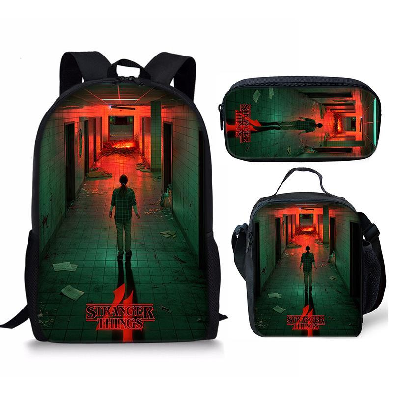 Stranger Things 4-Piece Set: Student Backpack, Shoulder Bag, and Pencil Case CLE
