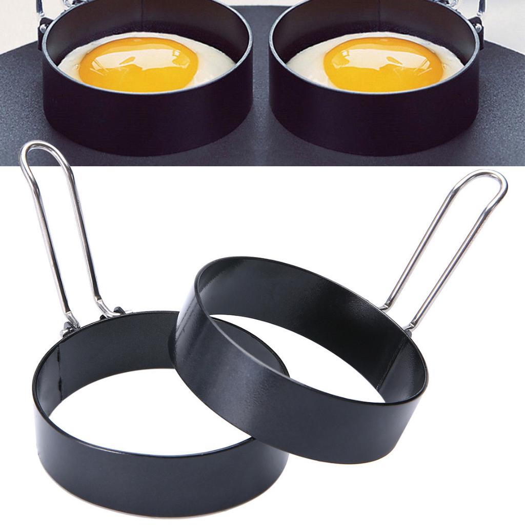 Pdtoweb 2Pcs Stainless Steel Nonstick Handle Egg Rings Shaper Round