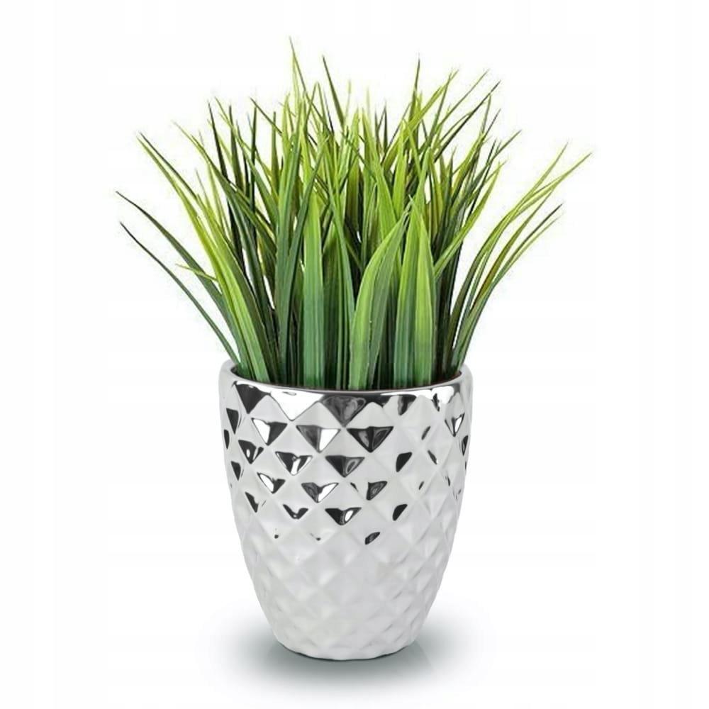 Glamouröser Keramik-Blumentopf 14 cm Silber