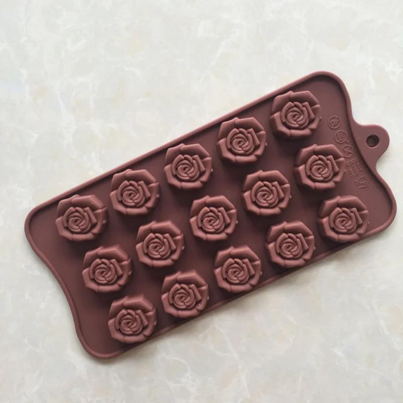 Rose Flower Heart Chocolate Mold Waffle Alphanumeric Applicable Candy Ice Cube Jelly Handmade Soap Cake Decoration Baking Mold