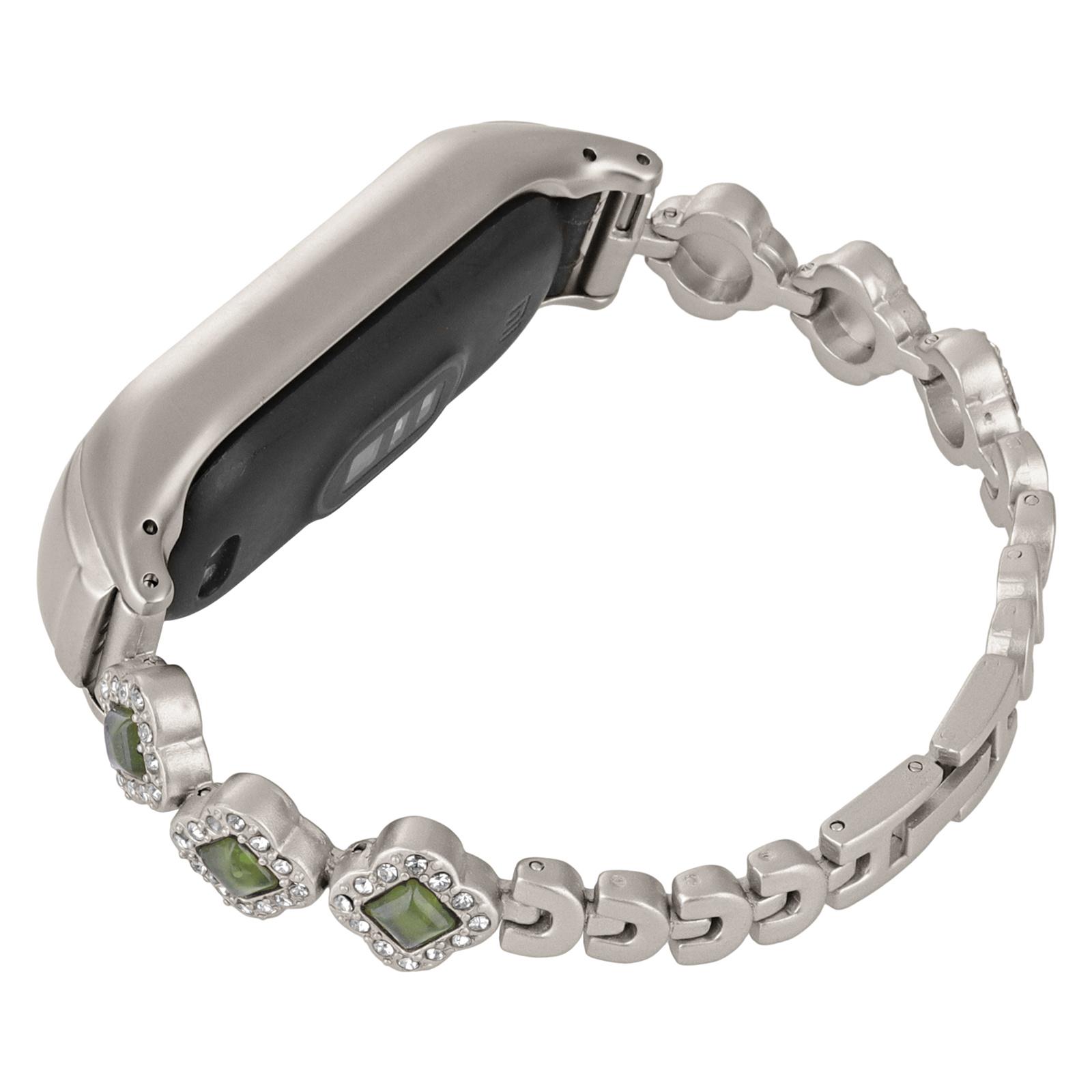 

For Xiaomi Smart Band 9 NFC/9/8 NFC/8 Watch Band Strap Rhinestone Decor Clover Bracelet Starlight