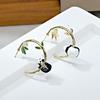 High-end short hair earrings, niche light luxury panda bamboo earrings, atmospheric face, thin dripping oil earrings for women