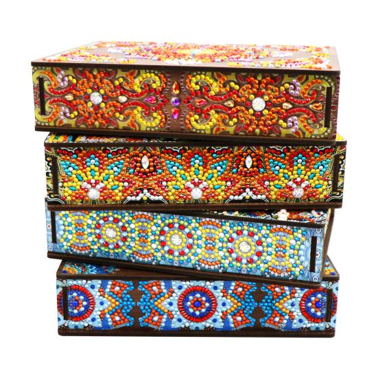 Kit scatola portaoggetti per pittura diamante fai da te scintillante antipolvere ricamo punto croce scatola di legno decorazione del desktop