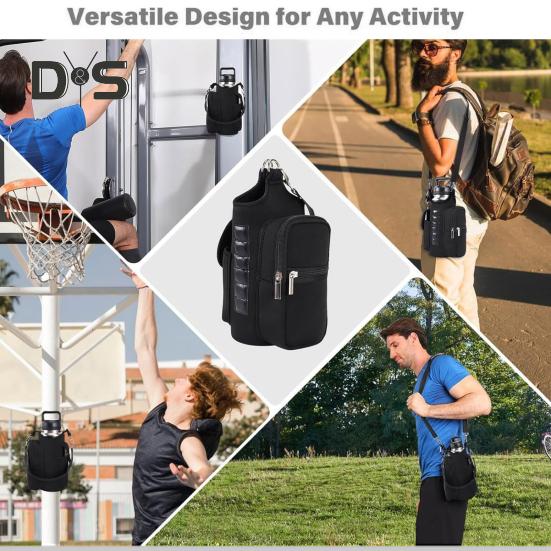 Borsa Magnetica per Bottiglia d'Acqua per Palestra Borsa per Bollitore con Scomparto Bifacciale Cinghia Regolabile Borsa a Tracolla per Articoli da Fitness