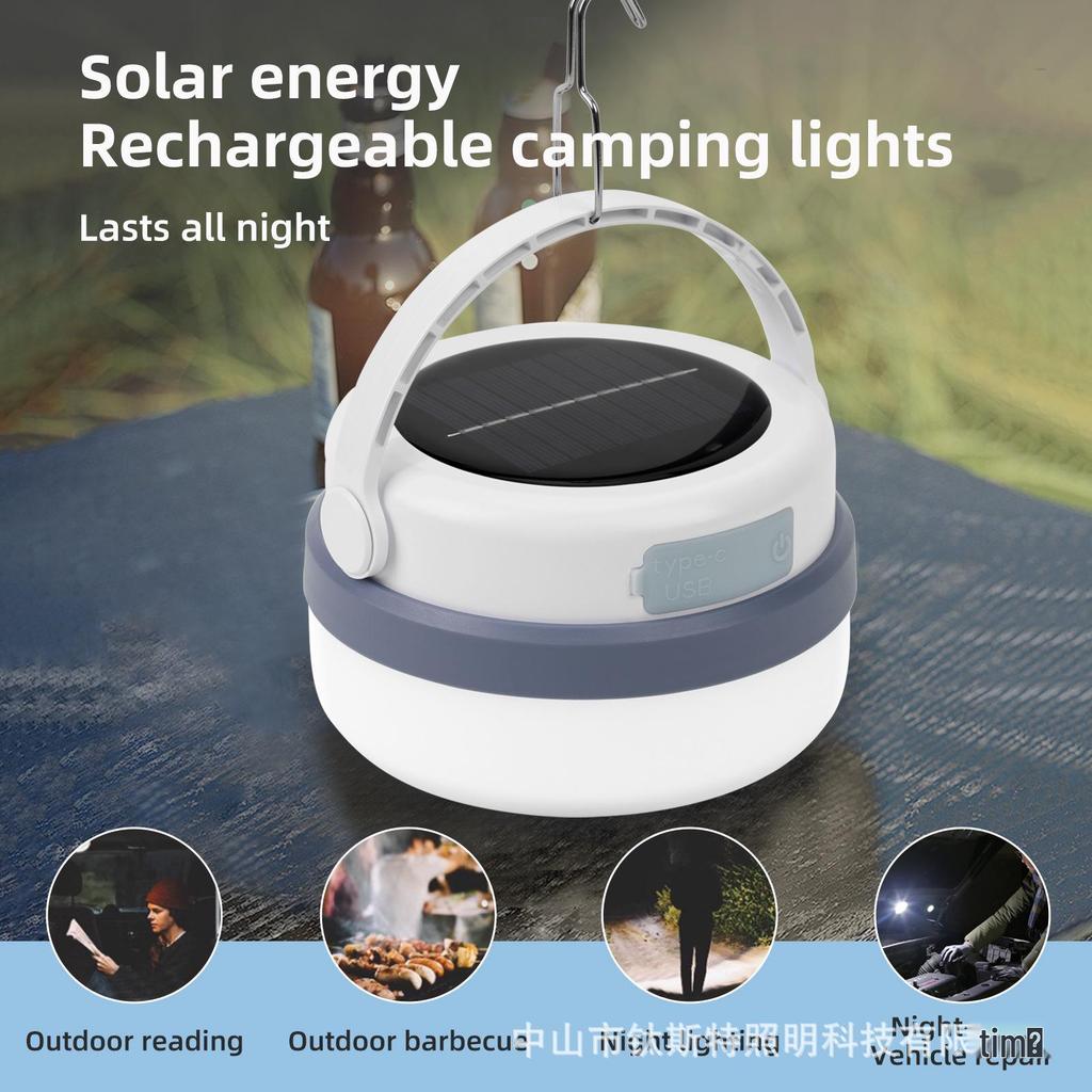Super Bright Solar Camping Lantern - Emergency Light, Dimmable, Rechargeable, and Portable for Outdoor Use