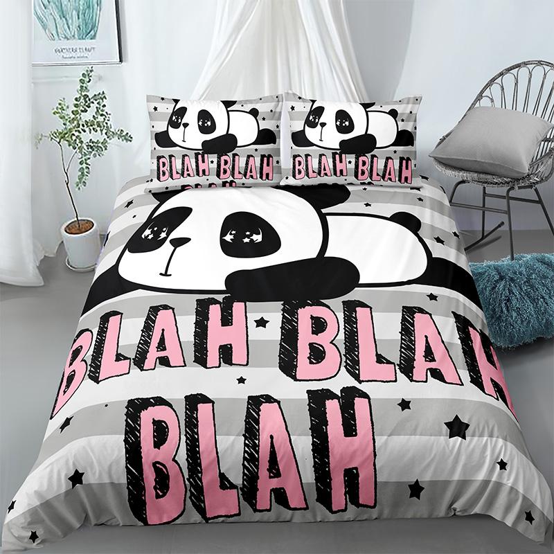 Comforter Panda Printed 2/3Pcs Bedding Set Bamboo For Adult Child Bedclothes And S Bed Sets King