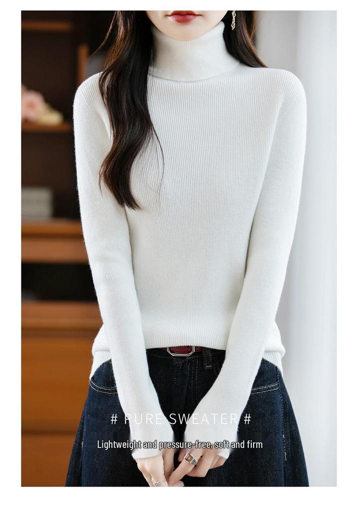 Women's Slim Fit High Collar Sweater - Warm, Versatile Base Layer for Autumn/Winter