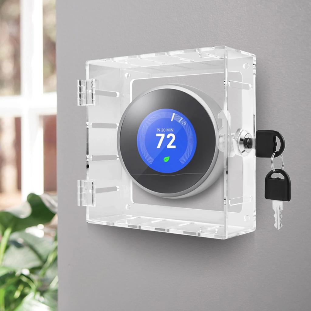 Universal Thermostat Lock Box Acrylic Thermostat Cover Transparent Thermostat Guard Wall Mount Thermostat Guard Box for Office