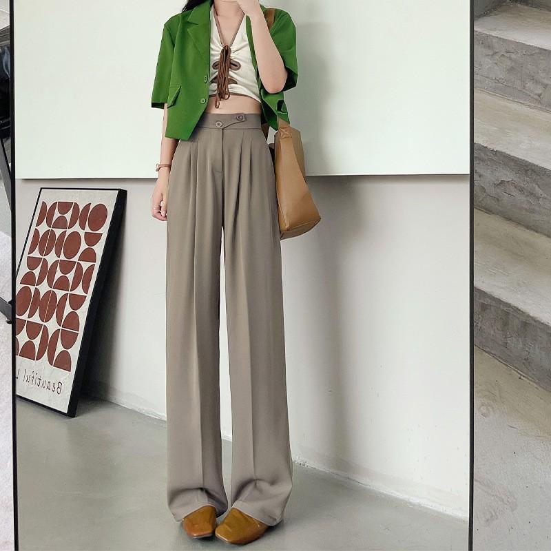 

Белые брюки палаццо женские весенние женские маленькие прилегающие и драпирующиеся брюки прямого кроя с высокой посадкой повседневные костюмные брюки XXL