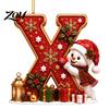 Indoor Holiday Decorations Cute Snowman Letter Christmas Ornament, 2D Flat Personalized A-Z Alphabet Clear Pattern Hanging Decor Acrylic Pendant