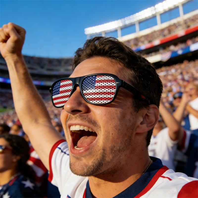 Football Fans Wear Sticker Glasses On the Field To Cheer for Athletes, Cheer for Props and Decorations, and Give Gifts To Friend