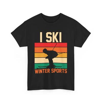 Skiing Lover Silhouette Skier Retro I Ski Winter Sports T Shirt
