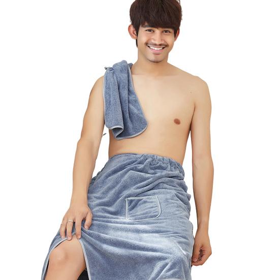 

2 шт./компл. Мужское банное полотенце Регулируемая обертка для душа и абсорбирующее полотенце Носимая юбка-полотенце с карманом для спортзала, пляжа, сауны, спа