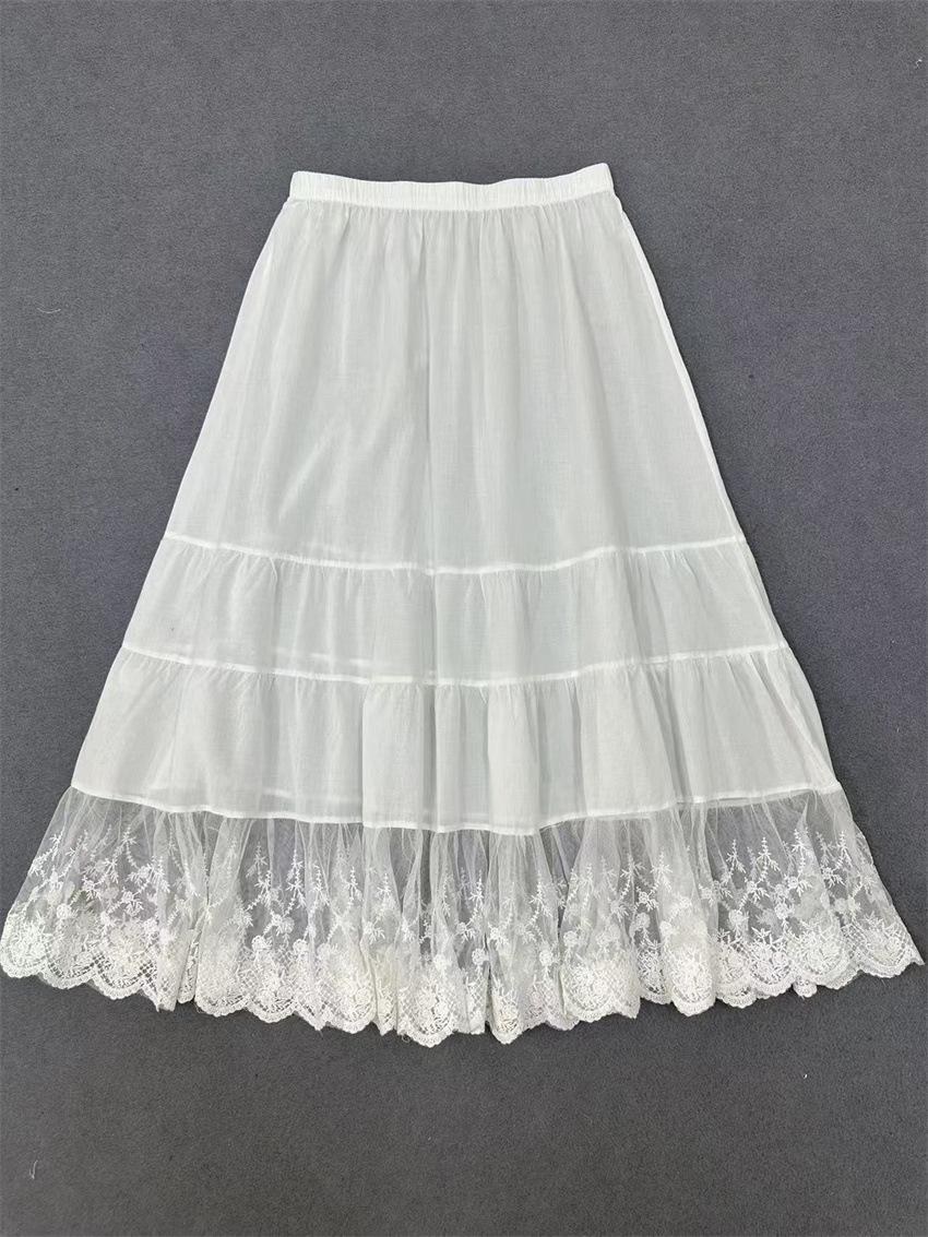 

Johnature Thin Sheer Layered Waist Elastic Half Skirt For Casual Forest Girl Lace Inner Women Skirts One Size белый