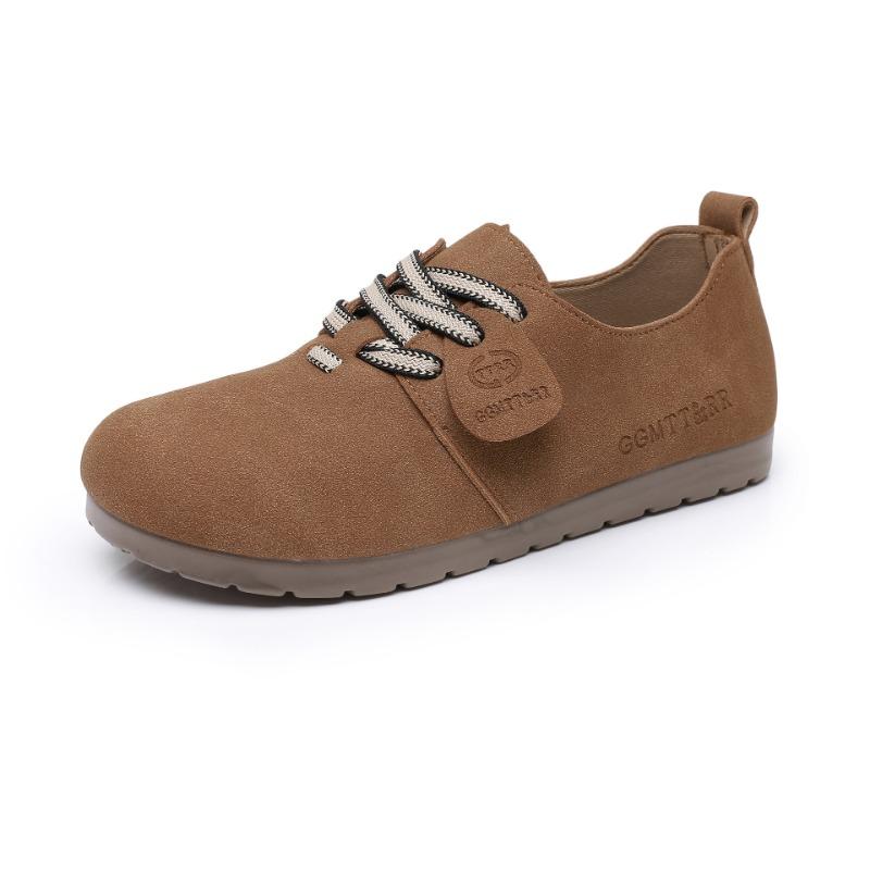 Shoes women's spring new retro round head casual single shoes women's non-slip, wear-resistant, comfortable and lightweight lazy shoes