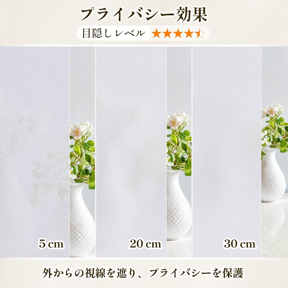 DUOFIRE Window Privacy Film, Frosted Glass Look, 75x400cm, Brightness-Retaining, Privacy Protection.