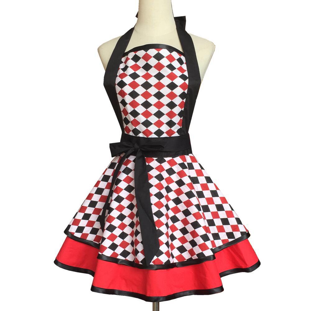 Cotton Polka Dot Double Layer Apron for Women Kitchen Cooking Painting Work Baking Apron