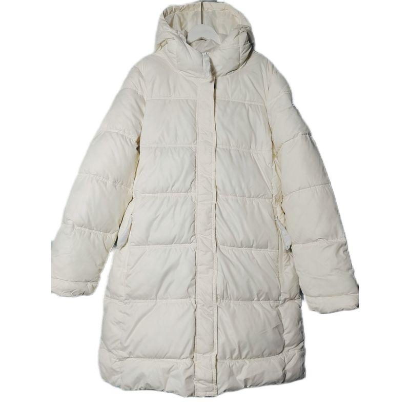Original Order Leftover Stock down Cotton White Hooded Cold Protective Clothing Female Mid Length Long Length Windproof, Waterproof and Warm Outwear
