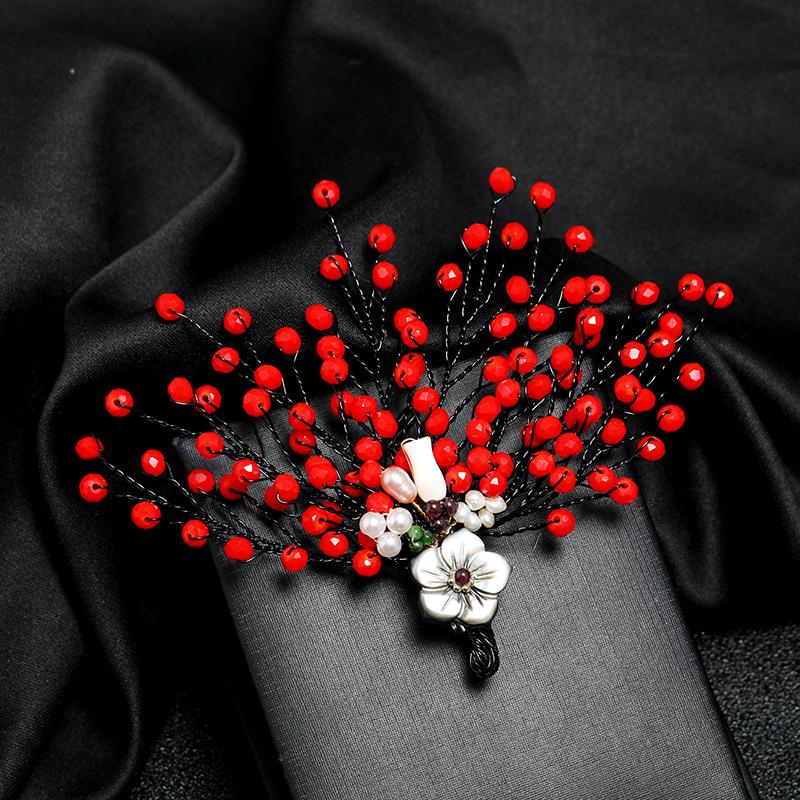 

Брошь-цветок из натуральной хрустальной раковины, женская, высококлассная, атмосферная, ретро, элегантная, булавка для пиджака, костюма, бижутерия ручной работы