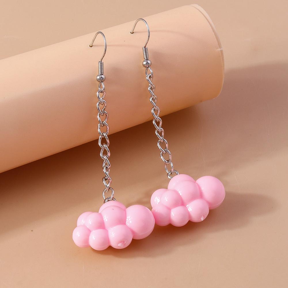 Cute Resin Candy Color Cloud Pendant Earrings for Women Girls Drop Earrings Party Holiday Jewelry Gifts