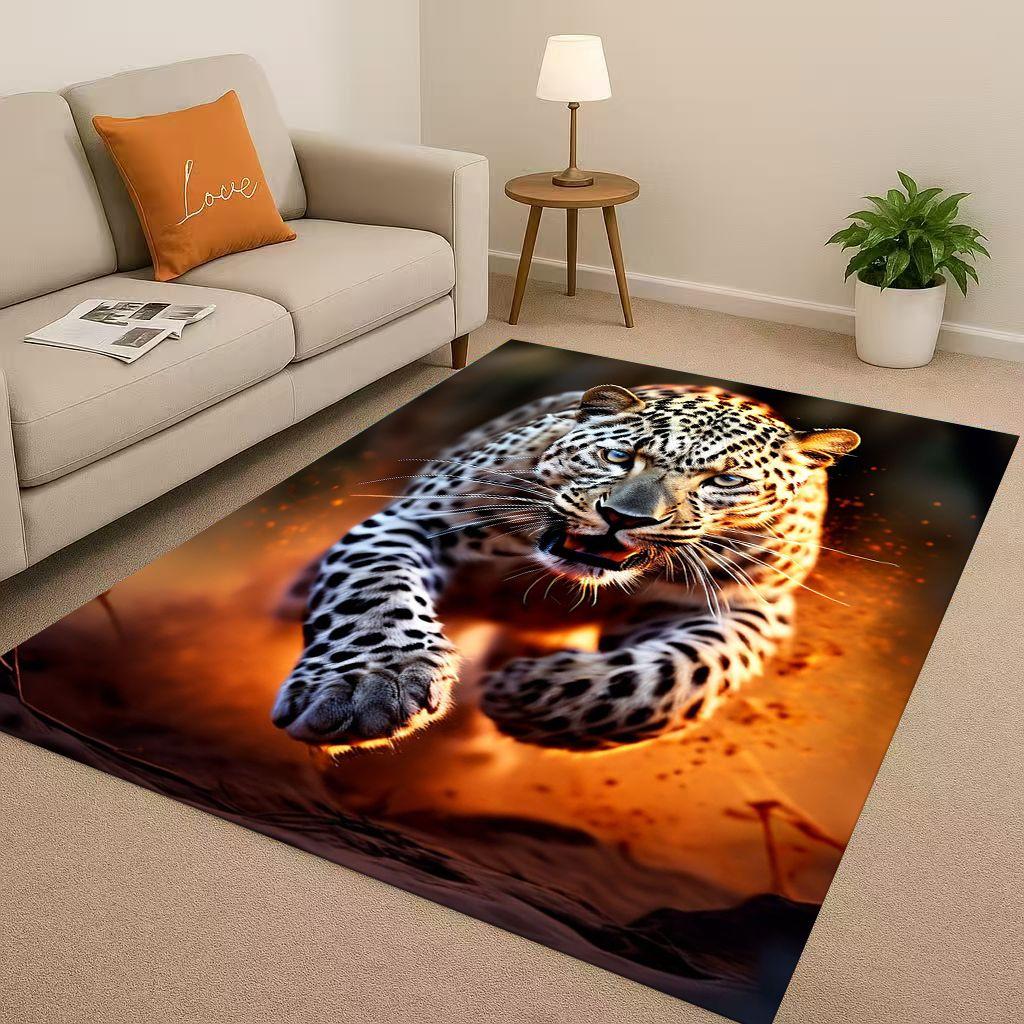 3D Cheetah Leopard Beast Living Room Non Slip Area Rug Soft Carpet for Bedroom Playroom and Sofa ,Easy Clean Home Decor Doormat