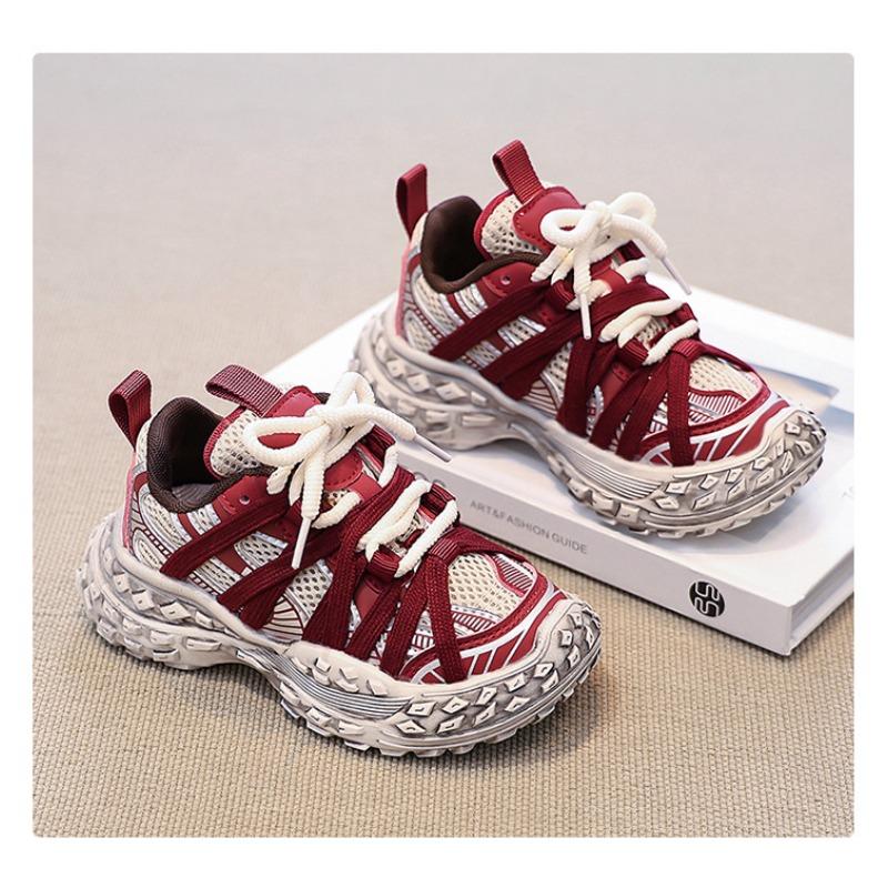 Kids Breathable Mesh Chunky Sneakers Non Slip Casual Sports Shoes 27 красный