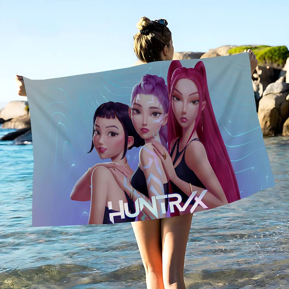 Toalla de Playa de Microfibra K-Pop Cazadores de Demonios de Película de Dibujos Animados Absorbente Secado Rápido Suave Yoga Natación Resort Escalada en Montaña Toalla