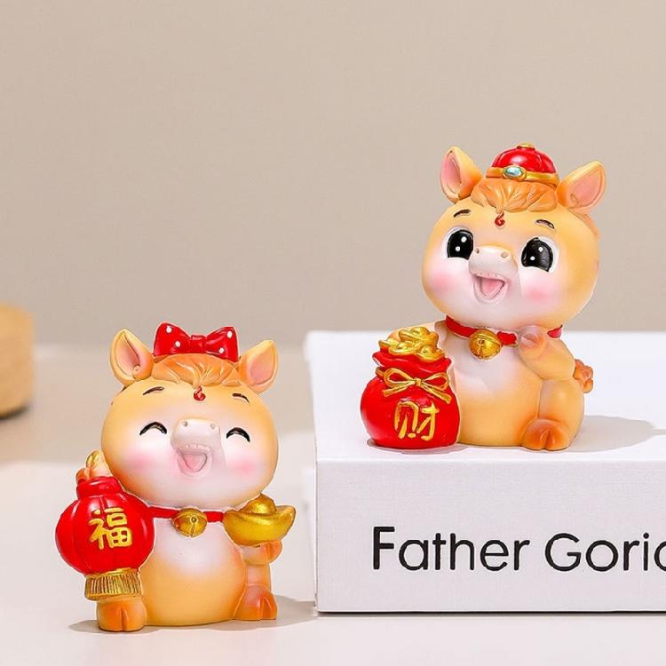 Chinesisches Neujahr Pferdefiguren 2026 Harz Chinesische Tierkreiszeichen Pferdefiguren Schreibtischverzierung für Neujahrs-Heimdekorationen