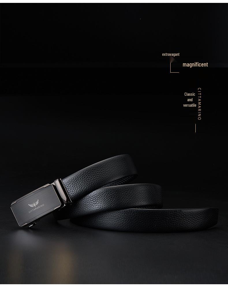 Pánský kožený opasek Armani z pravé kůže s automatickou sponou, vrchní vrstva hovězí kůže pro business casual