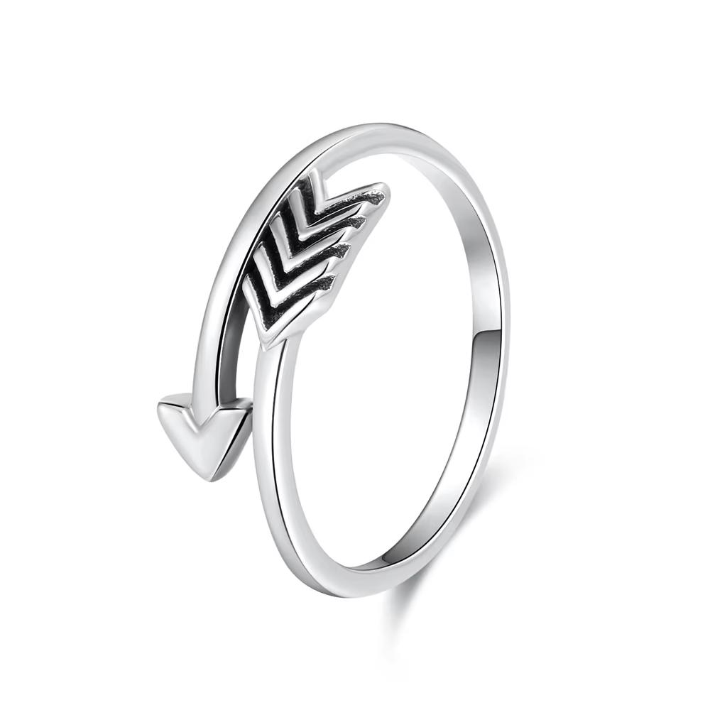 Fine Rings 925 Sterling Silver Jewelry Vintage Cupids Arrow Ring Adjustable Stacked Knuckle Ring Resizable серебряный