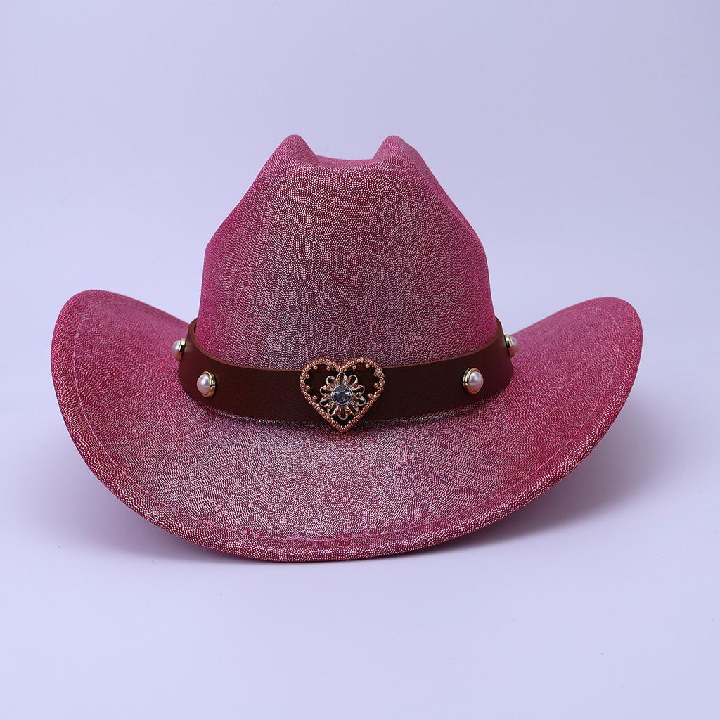 European And American Bright Western Cowboy Hat Metal Belt Decorative Outdoor Hat Women'S Retro British Jazz Top Hat