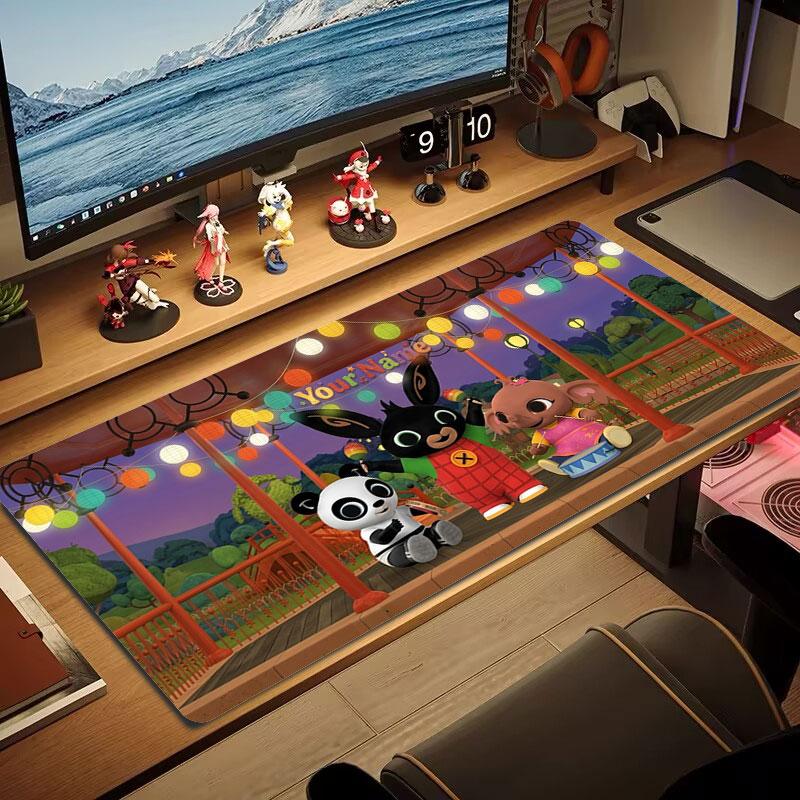 Bing Custom Name Large Size Mouse Pad Large Gaming Table Cushion Non-slip Laptop Tablet Big Mousepad XXL Mat Mini PC Playmat With Lock Edge