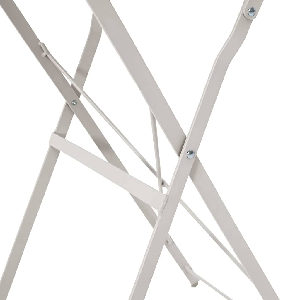 Outdoor Folding Bistro Table Beige Ø 50 X 71 Cm Powder Coated Steel