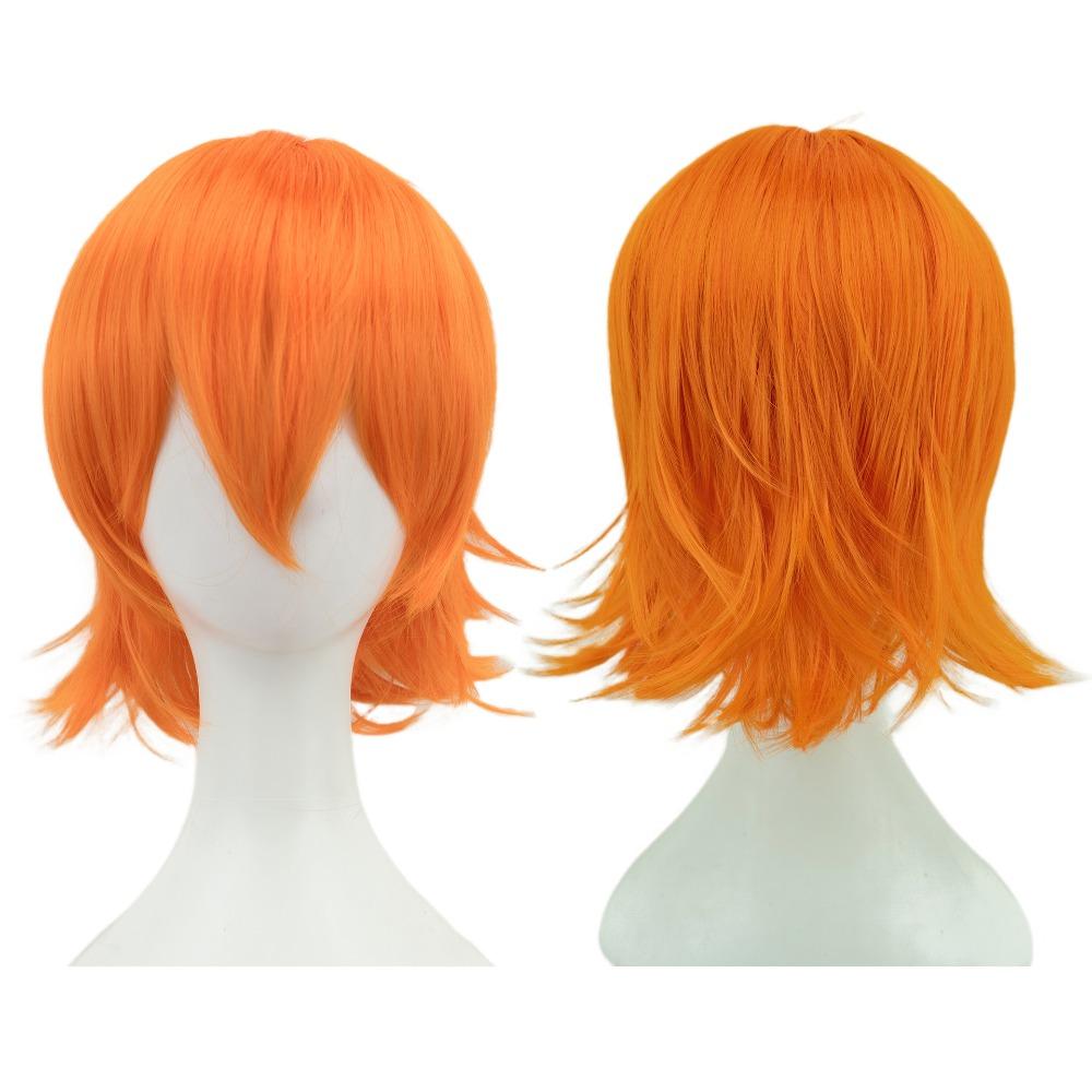 Parrucche BOB Biondo Rosa Arancio con Frangia Sintetiche Anime Stratificate Halloween