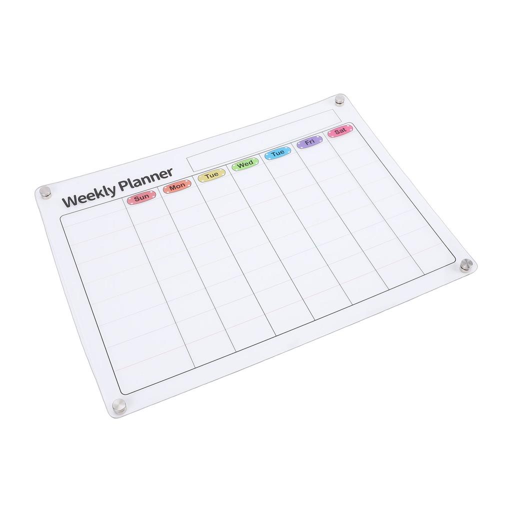 Acrylic Weekly Planner Transparent Colorful Magnetic Weekly Planning Board Memo Board for Home