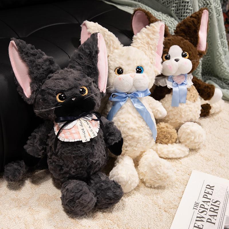 Non-Toxic Lovely Cat Plush With Scarf Soft Stuffed Animal Toy Fluffy Huggable Creative Birthday Christmas Gift Kawaii Room Decor