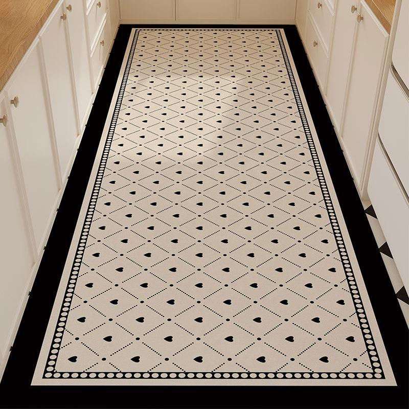Kitchen Floor Mat Waterproof Oil-proof Foot Mats Pvc Leather Non-slip Carpet Long Rug Spring Retro Style  Home Decoration Rugs