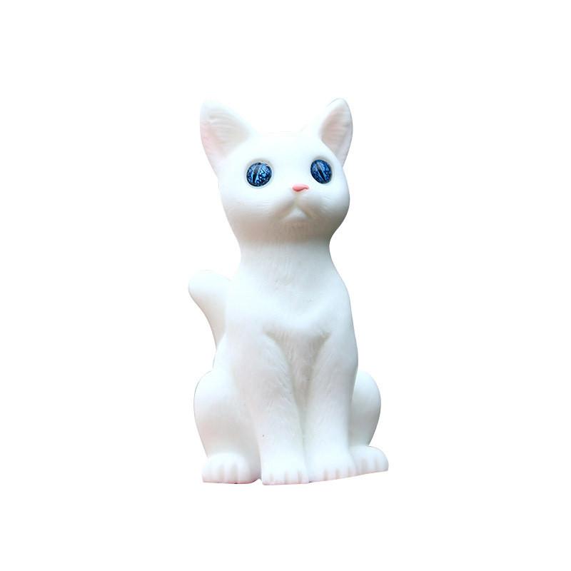 Creative Cute Cat Pvc Desktop Decor Collectible Black And White Sitting Animal Figure For Home Office