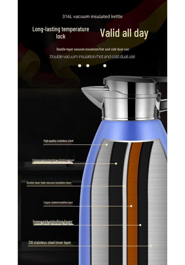 Leak-Proof Stainless Steel Thermos Kettle - Large Capacity for Home, Restaurant, Hotel, or Tea House