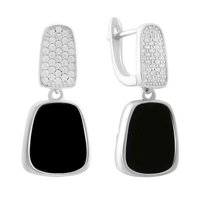 Silver Earrings with Natural Onyx (60002112)