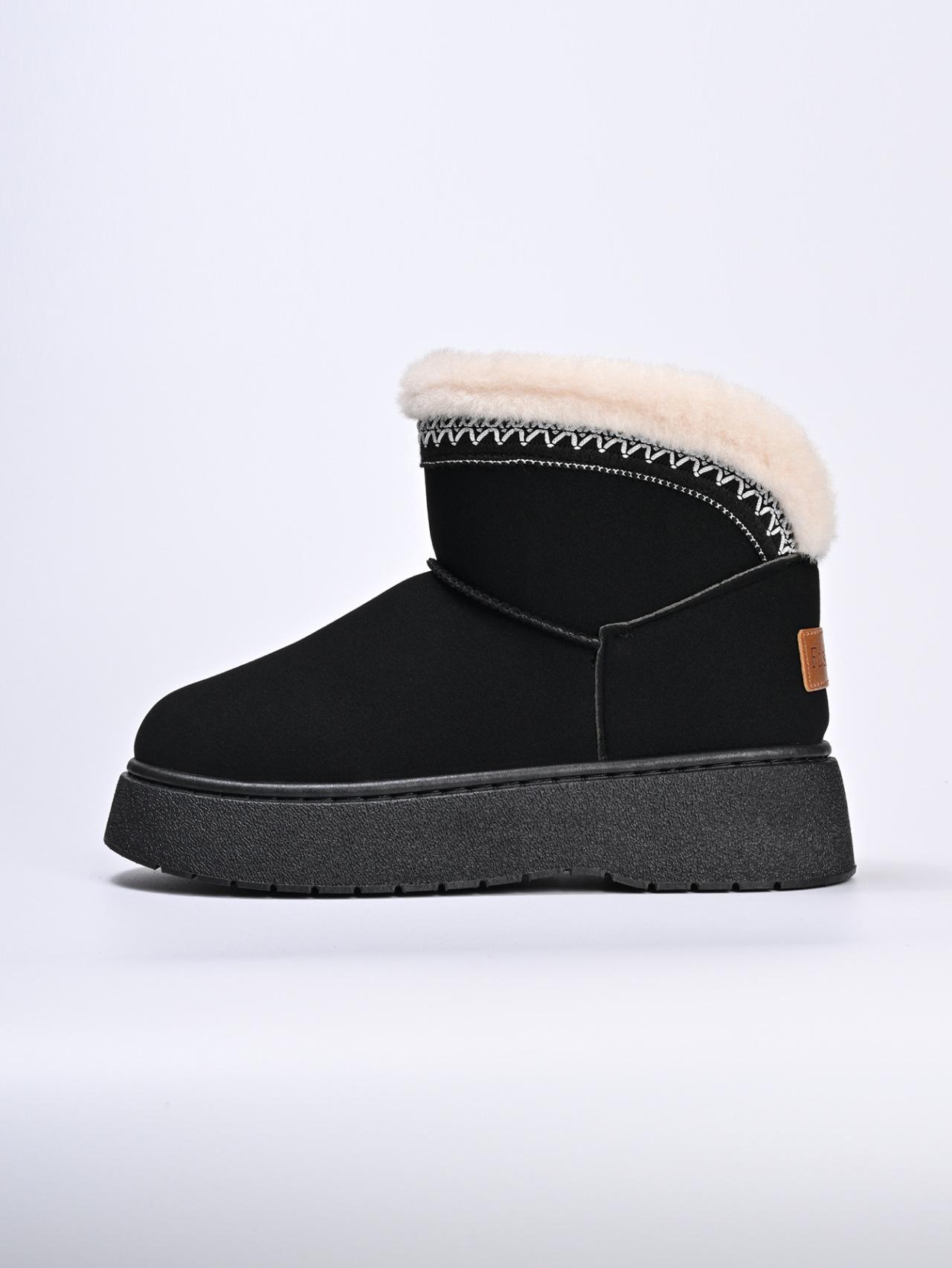 

22 autumn new flip muffin thick-soled snow boots warm round head sleeve cotton shoes 36 чёрный