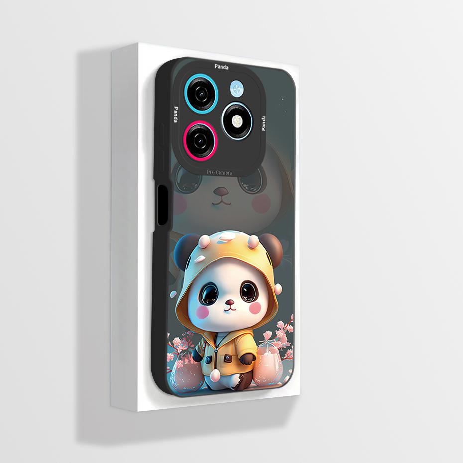 Pour Tecno Spark 20 20C Coque Mignon Dessin Animé Astronaute Carrée Silicone Liquide Souple Housse de Protection pour Téléphone Pour Tecno Spark20 20C Funda