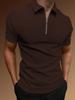 Men's Summer Sports Fitness T-shirt Fashion Casual Solid Color Half Zip Men's T-shirt