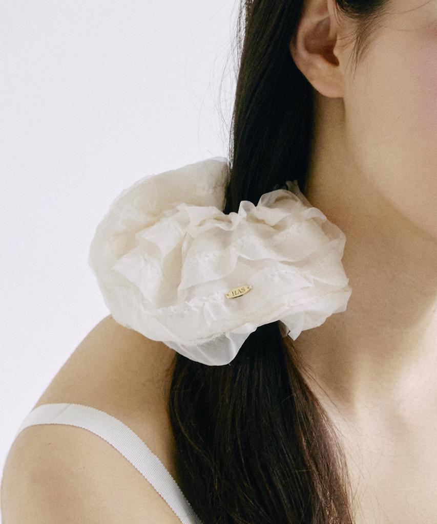 Has Hsu008 Oversized Ruffled Lace Scrunchie