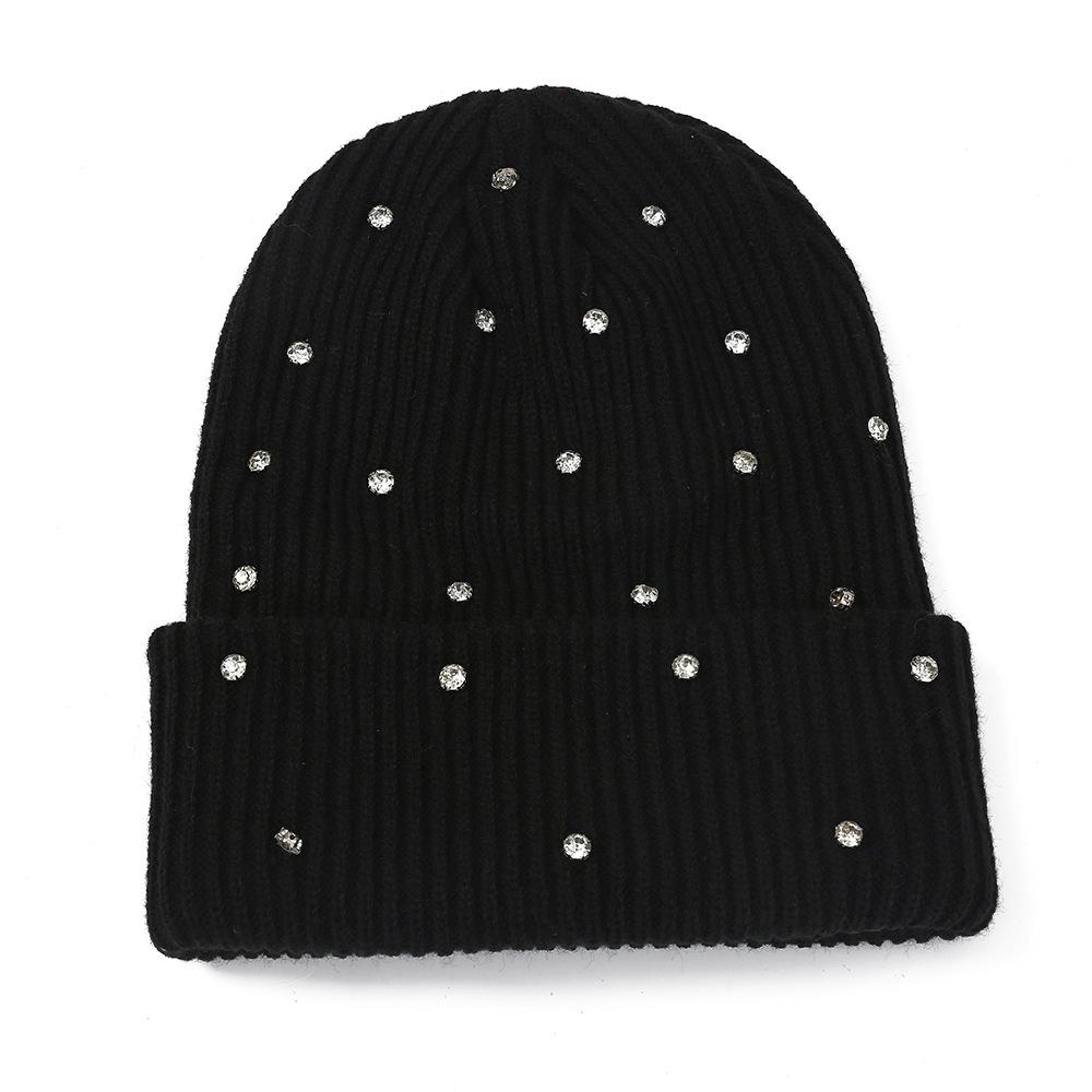 1pc Warmth Soft Knitted Beanie Hat Diamond Decoration Skull Hat Warm Unisex Winter Hat Outdoor Headwear for Activity and Casual